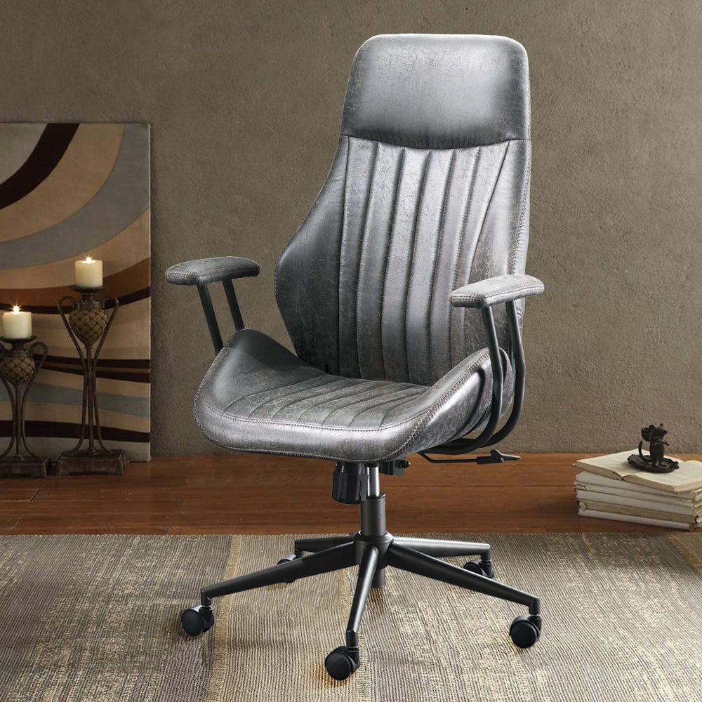 Allwex OL Dark Gray Suede Fabric Ergonomic Swivel Office Chair Task Chair with Recliner High Back Lumbar Support
