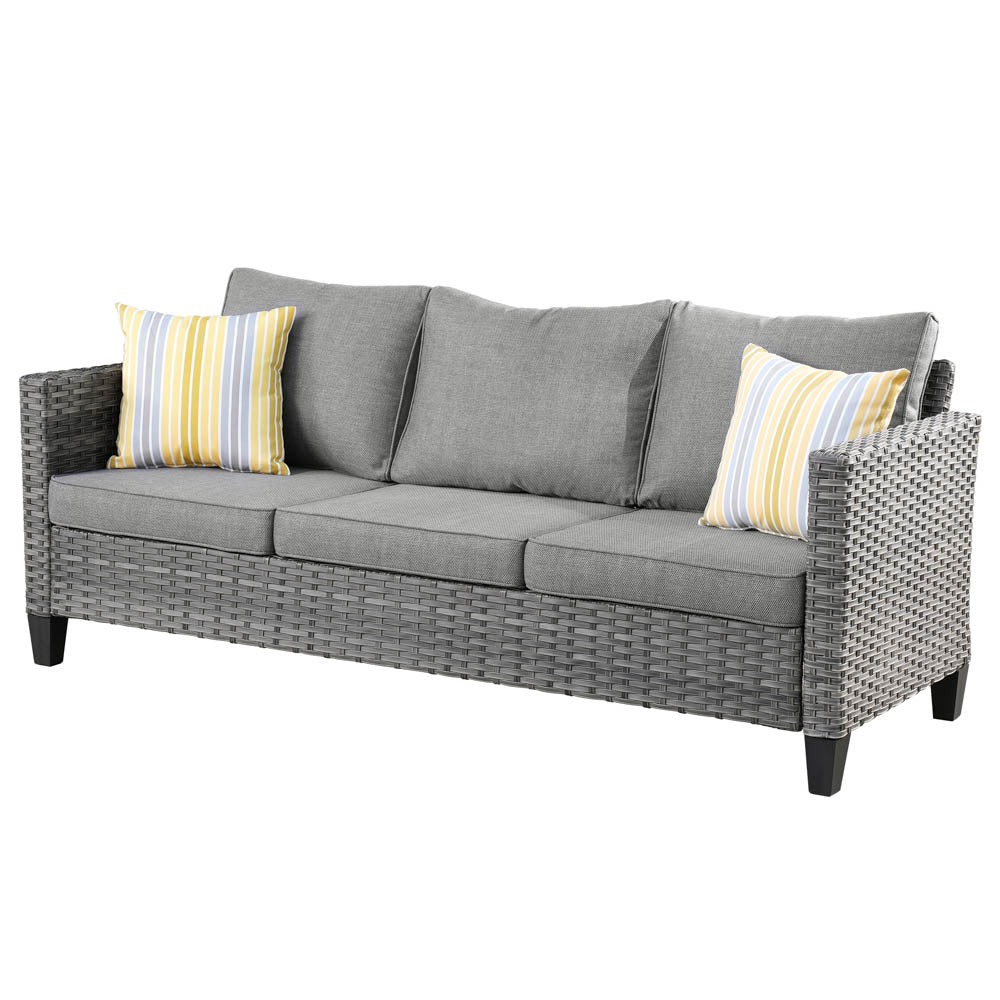 Grey wicker online sofa