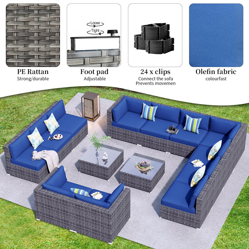 Blue rattan garden furniture hot sale