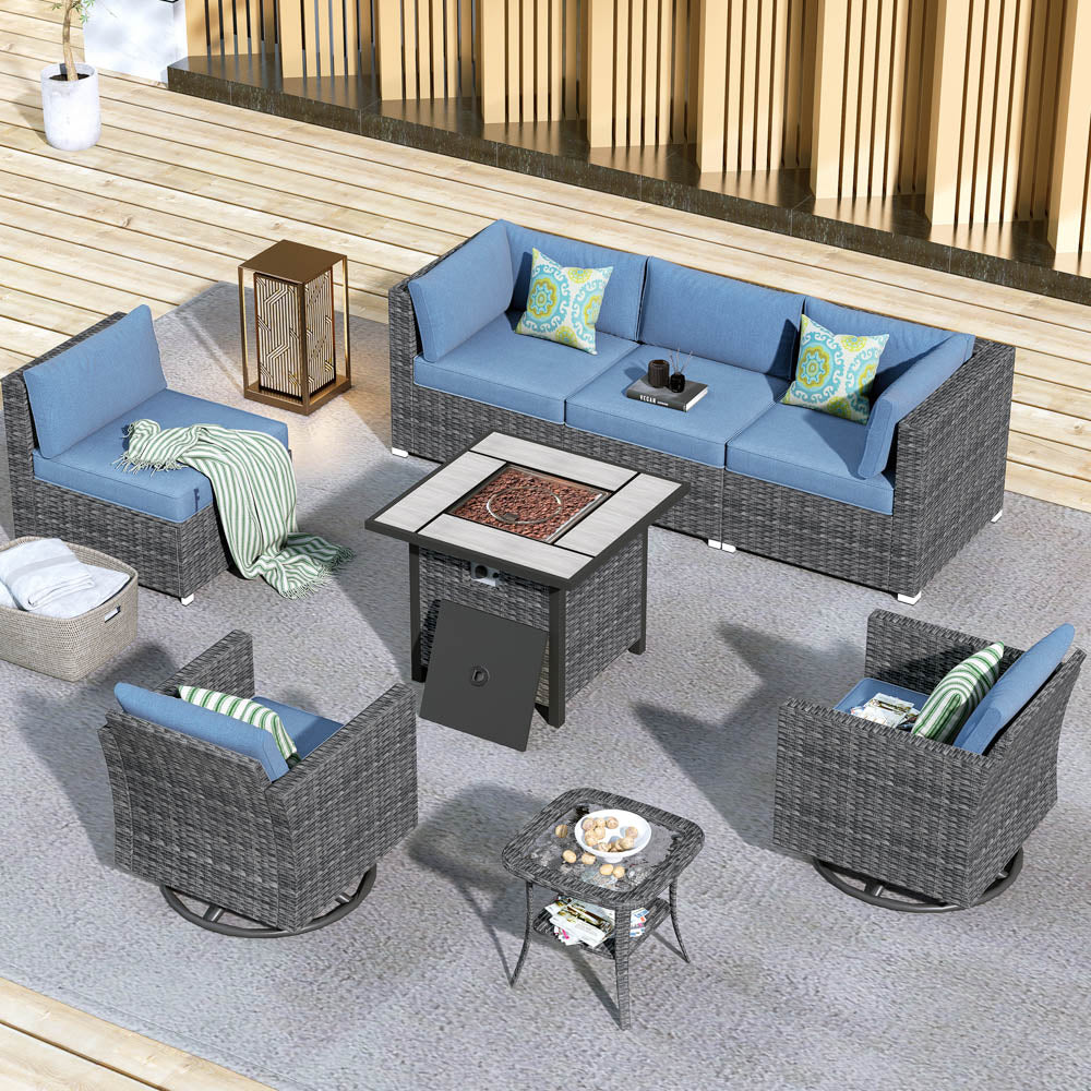 Outdoor sofa with online swivel chairs