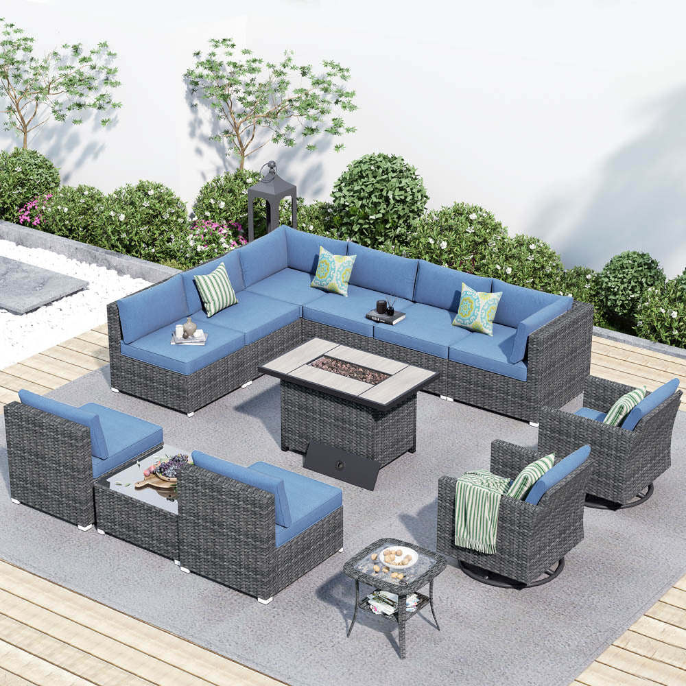 Wicker sectional deals patio set