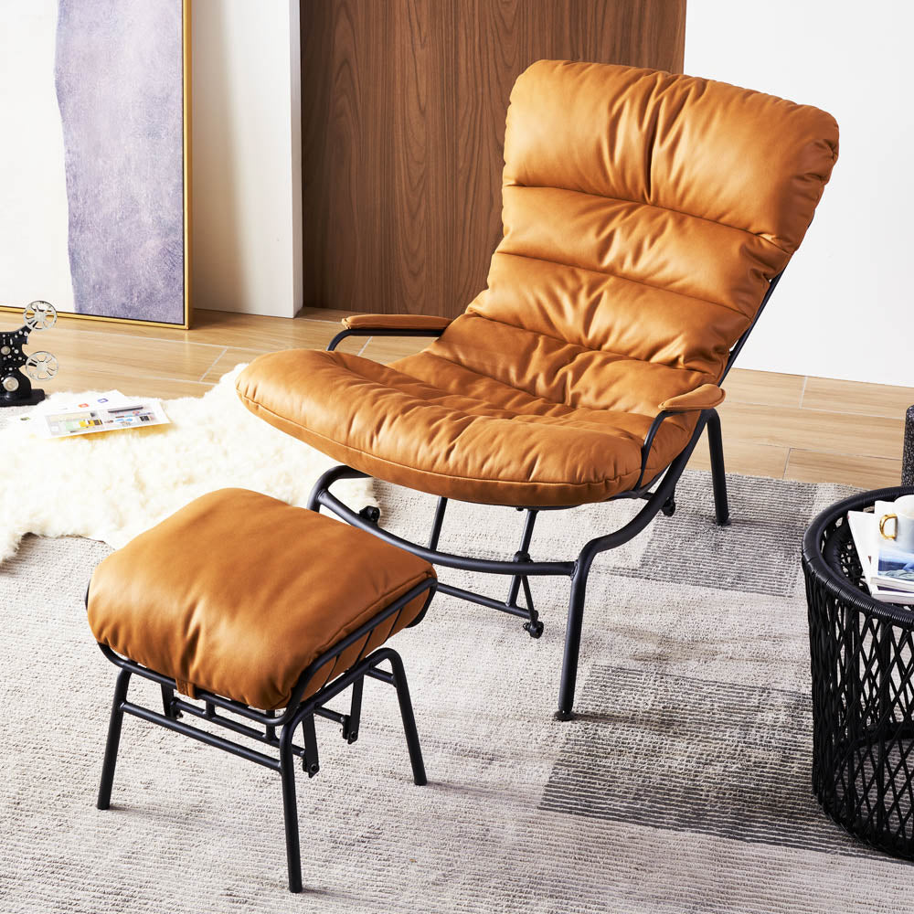 Leather rocking outlet chair with ottoman