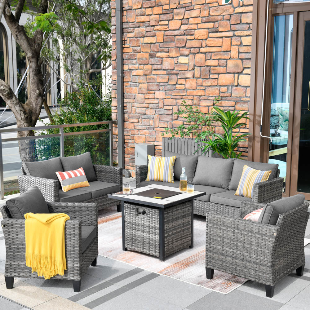 Gina outdoor modern seating best sale group rattan