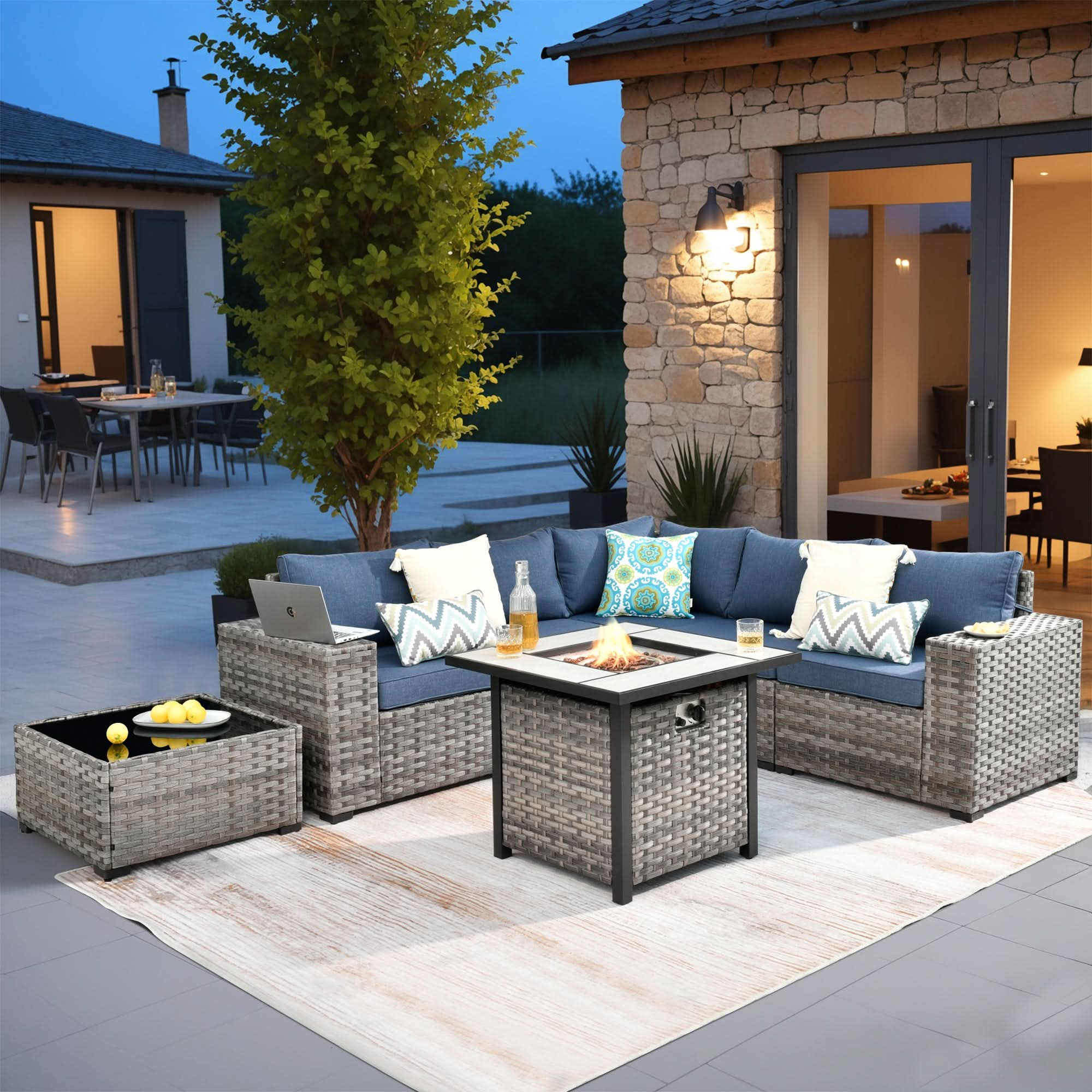 Ovios 7-Piece Outdoor Furniture Set with 7.68'' Wide Armrests