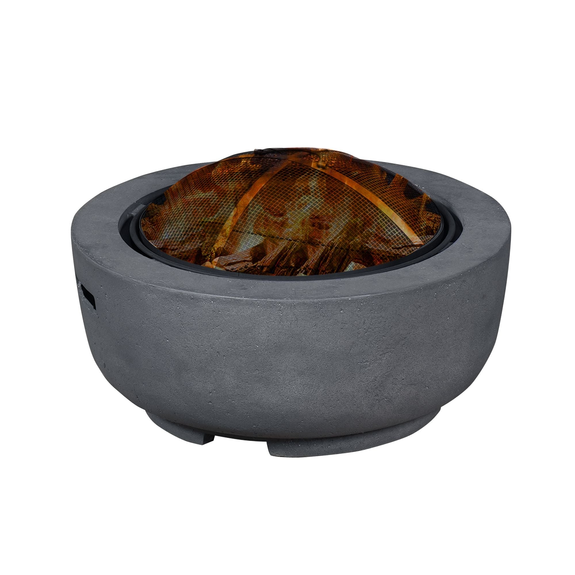 Ovios 23.62'' Round Magnesium Oxide Wood Burning Fire Pit