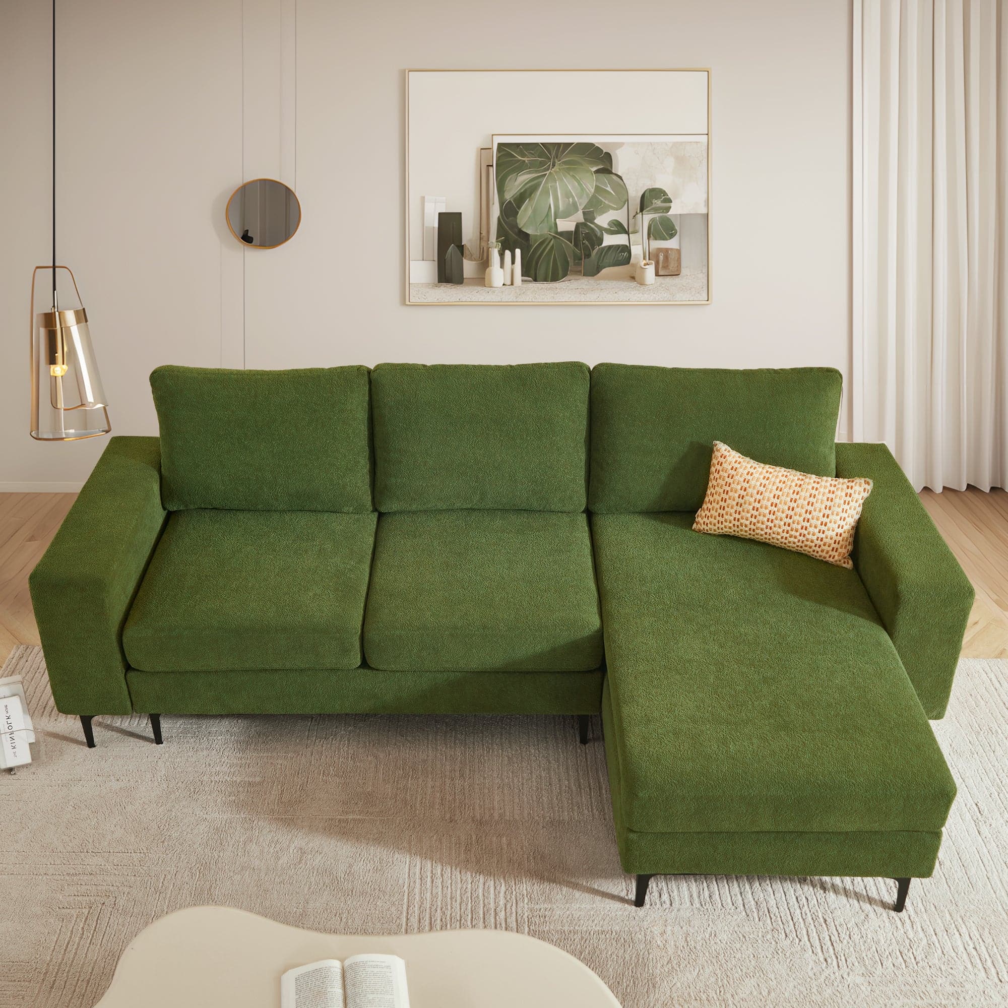 #Color_Green Cloud Velvet|#style_Right Chaise
