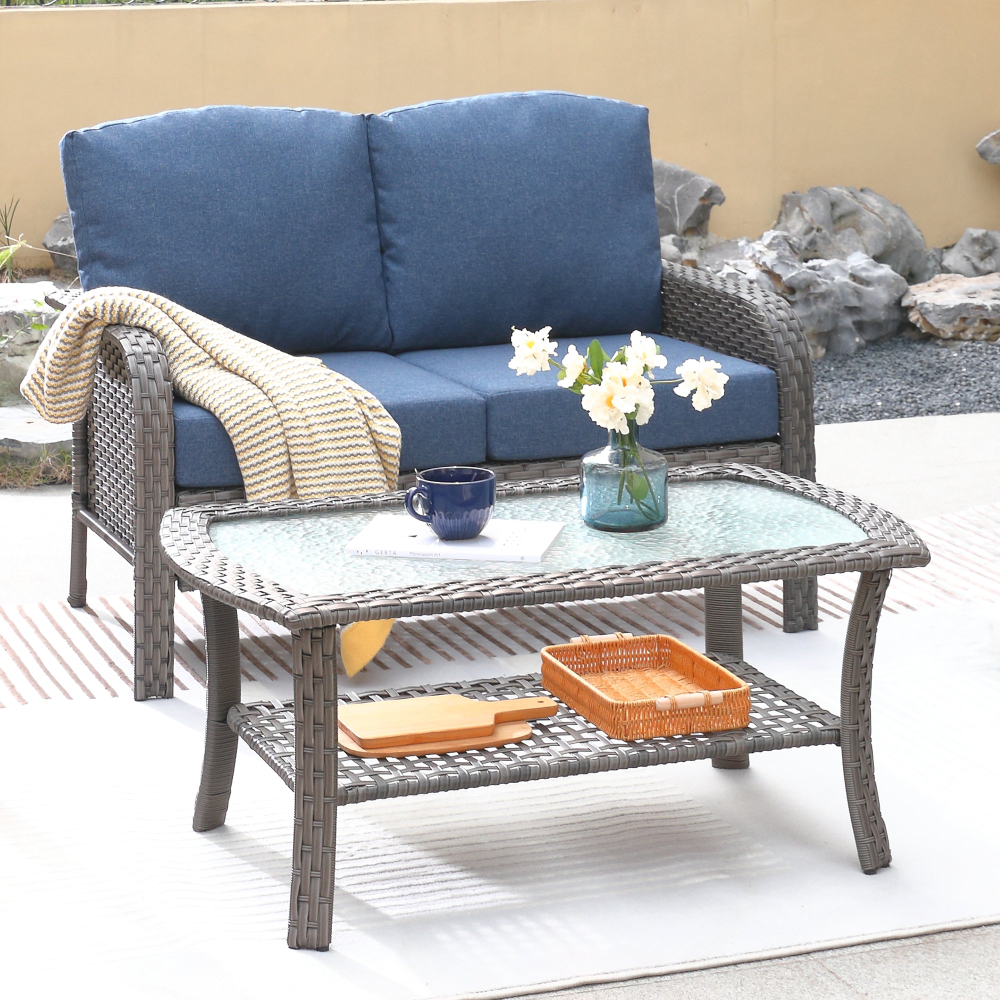 OVIOS Outdoor Loveseat Set 2 Piece