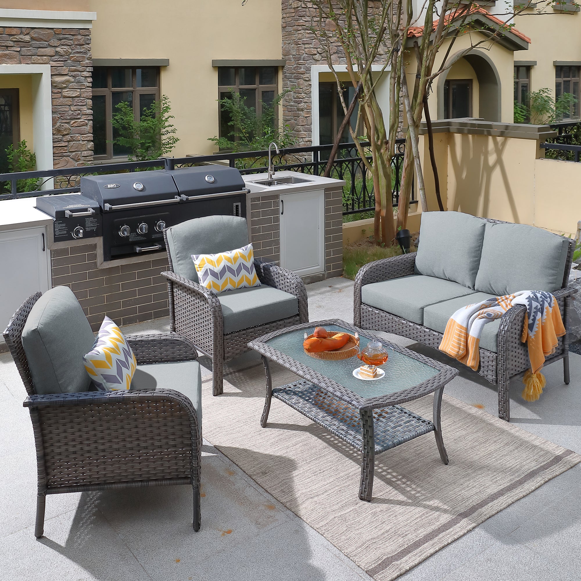 Walnew 4 pieces patio furniture sale