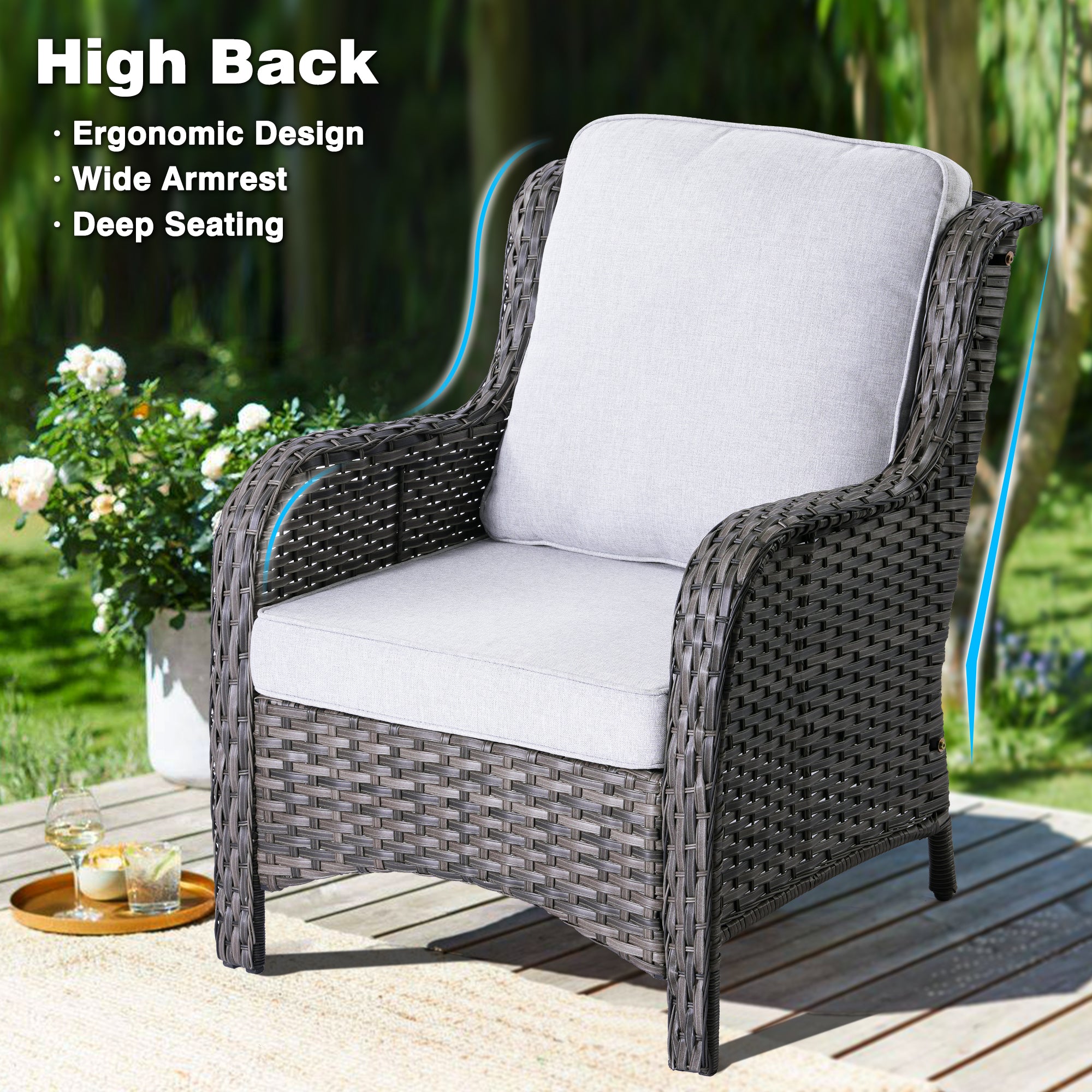 Ovios Patio Chairs Weather Resistant Comfortable