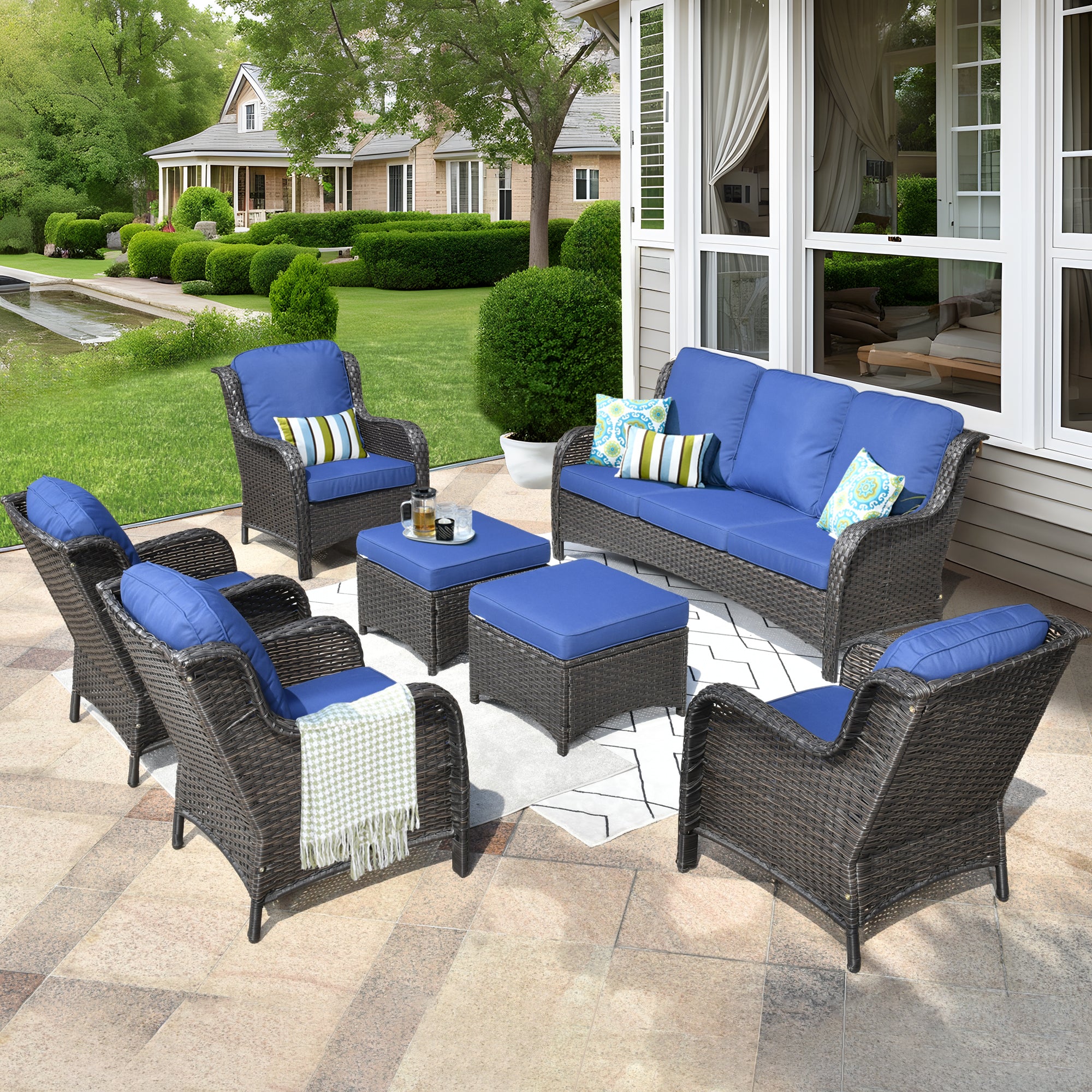 Navy blue patio cushions best sale