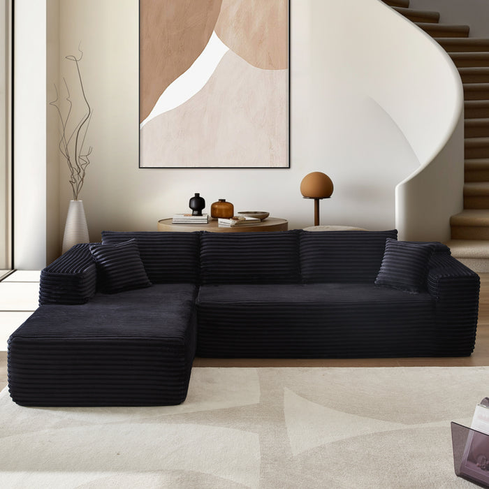 corduroy sofa with chaise and reversible cushions for extended lifespan