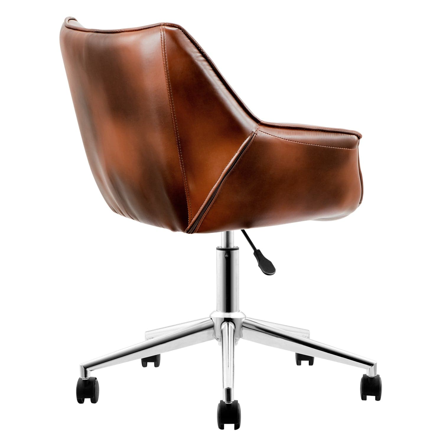 Ovios Krellack Light Brown Contemporary Ergonomic Adjustable Height Swivel  Faux Leather Desk Chair in the Office Chairs department at