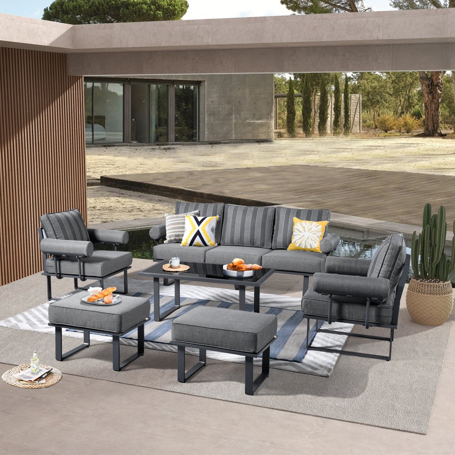 6 piece aluminum online patio set