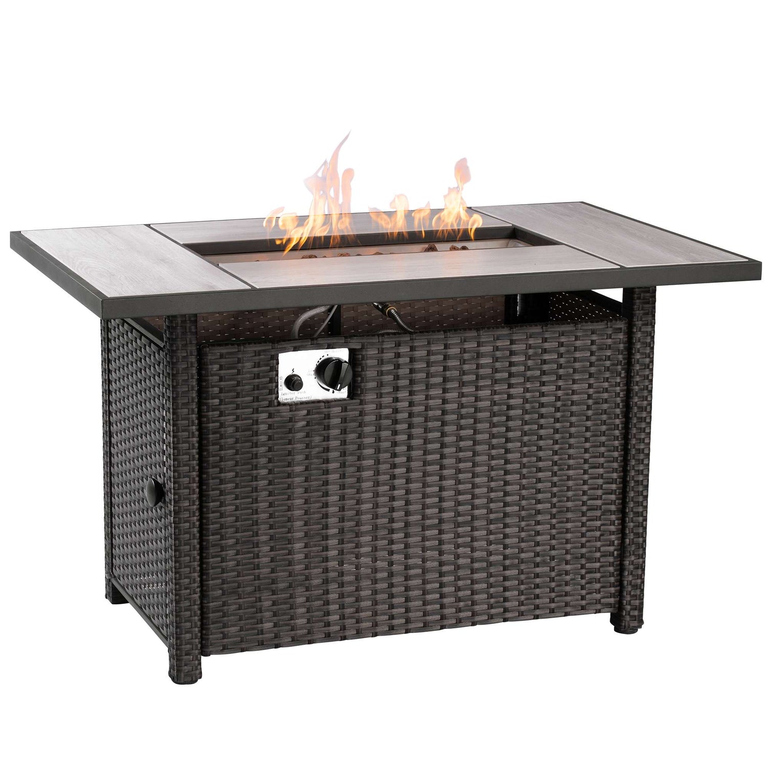 Ovios 42'' Propane Fire Pit Table - Brown Wicker