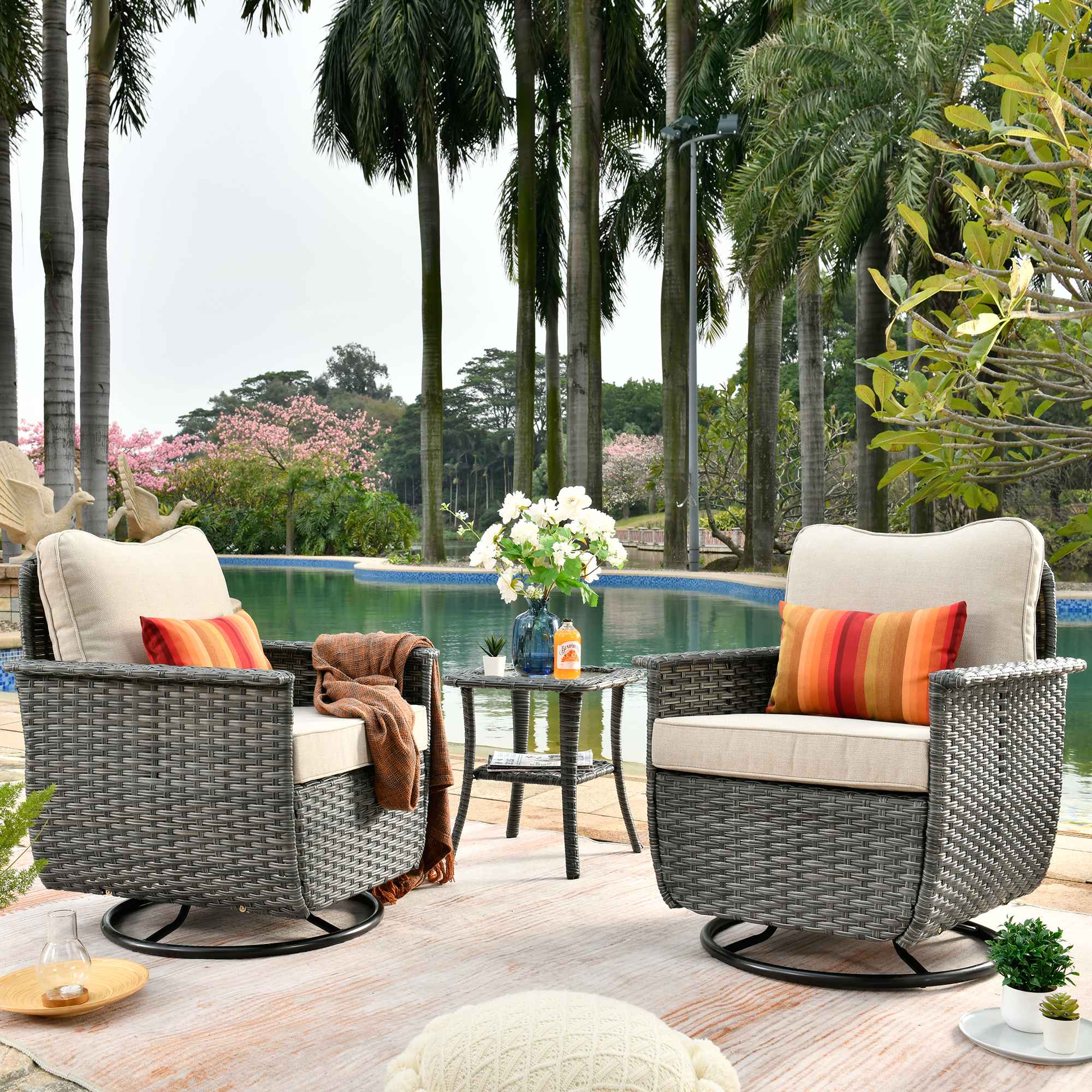 Dark grey wicker store patio furniture