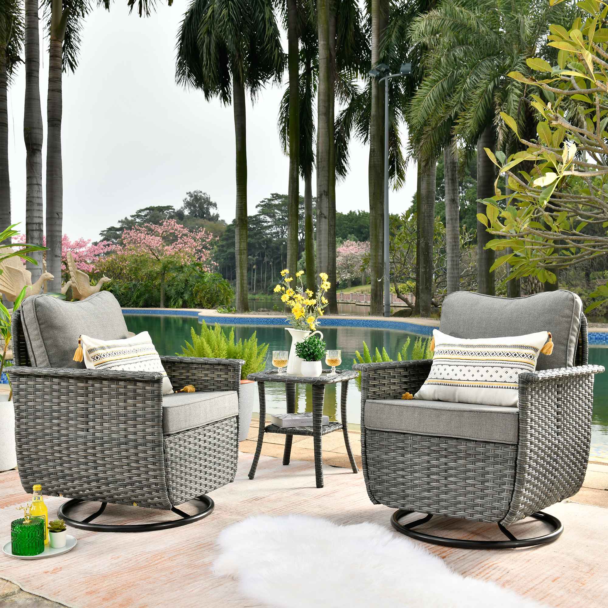 Grey wicker patio chair sale