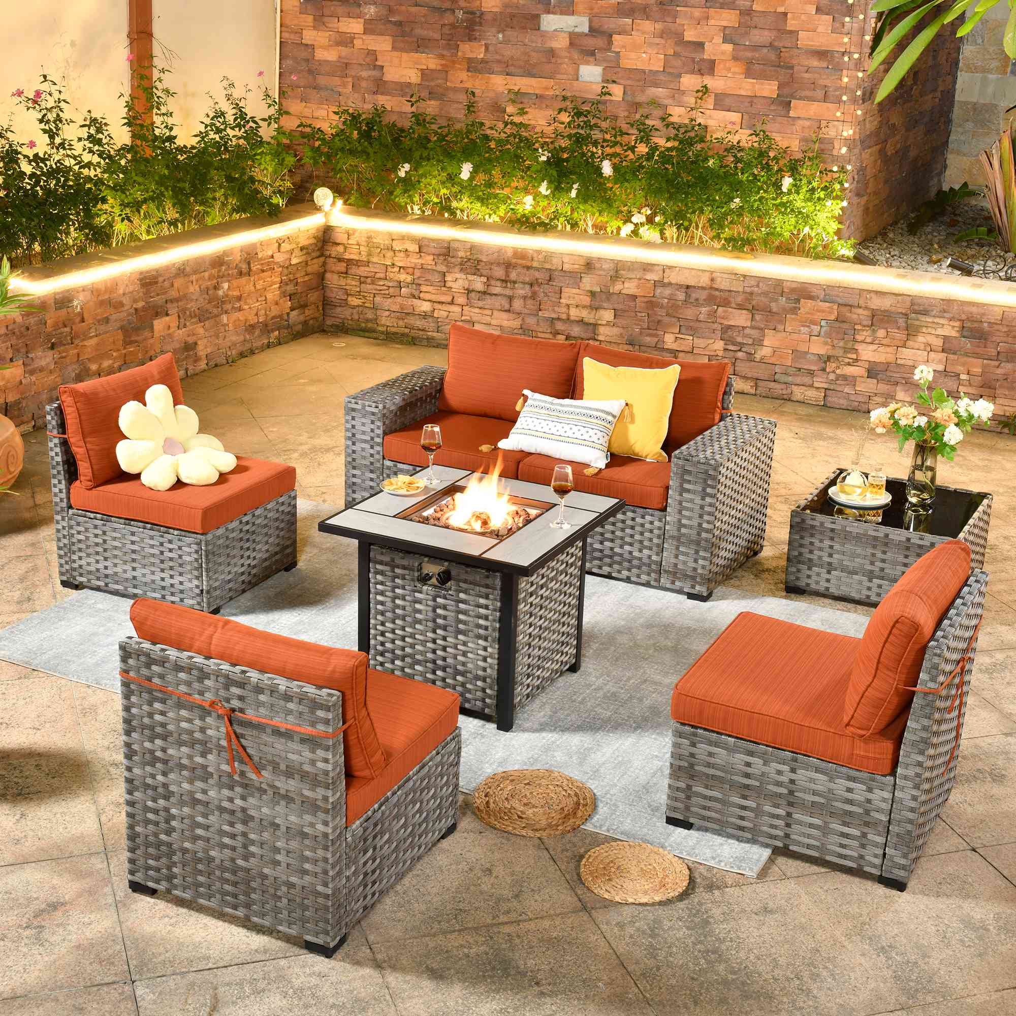 Ovios 7 Piece Patio Furniture Set Luxurious Outdoor Sectional Sofa