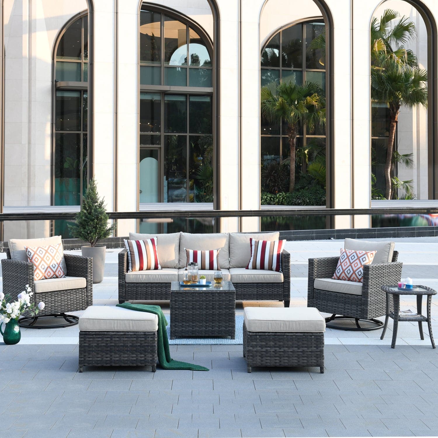 7 piece swivel chair patio online set