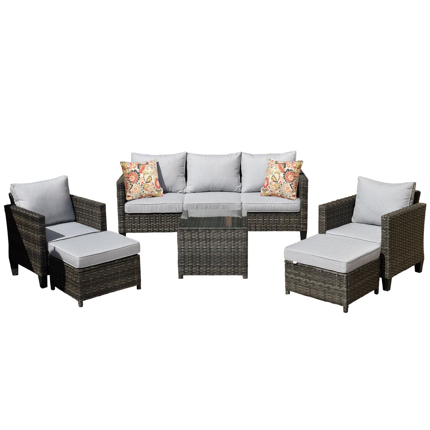 Ovios Patio Conversation Set High Back Cushioned Outdoor Furniture