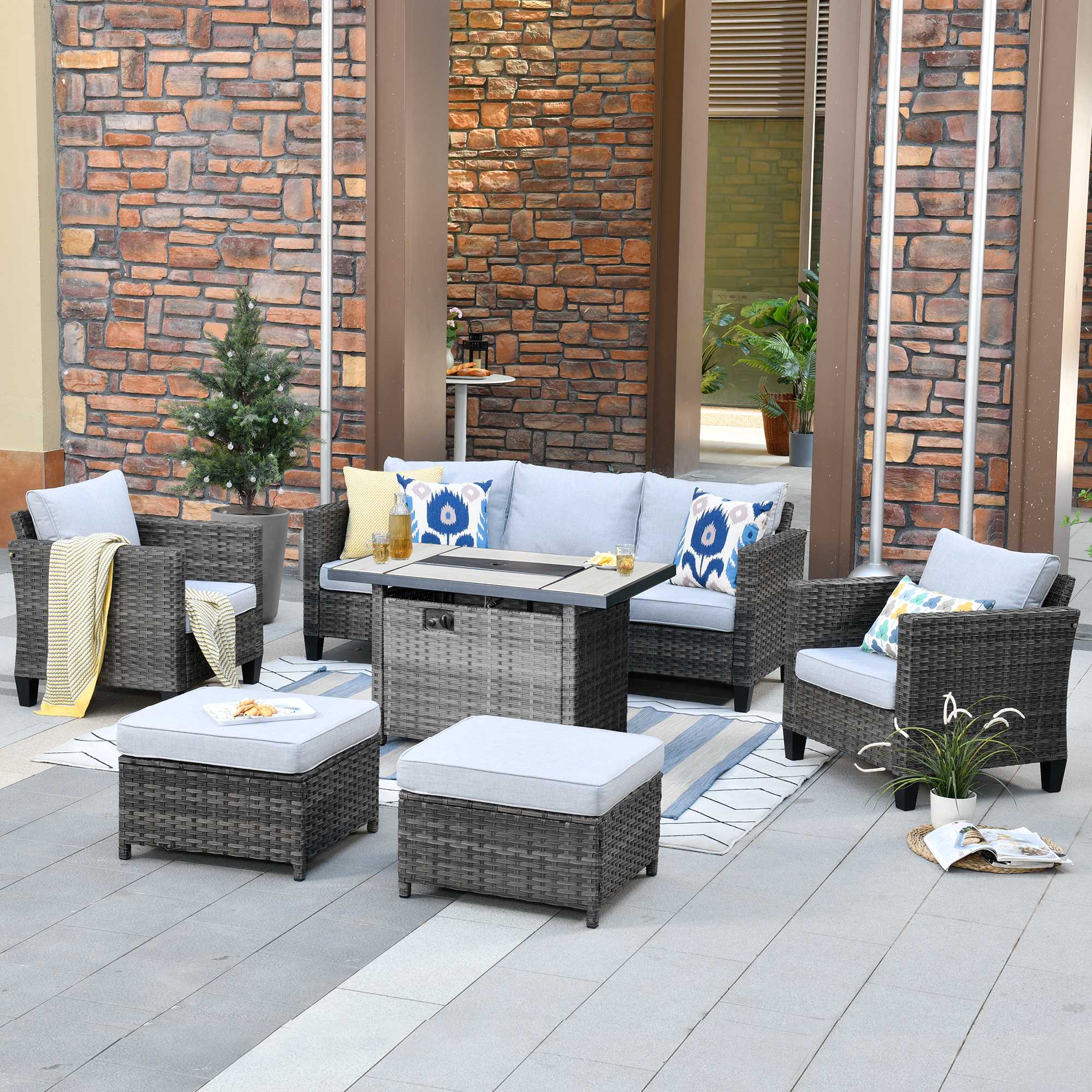 6 piece wicker patio set hot sale