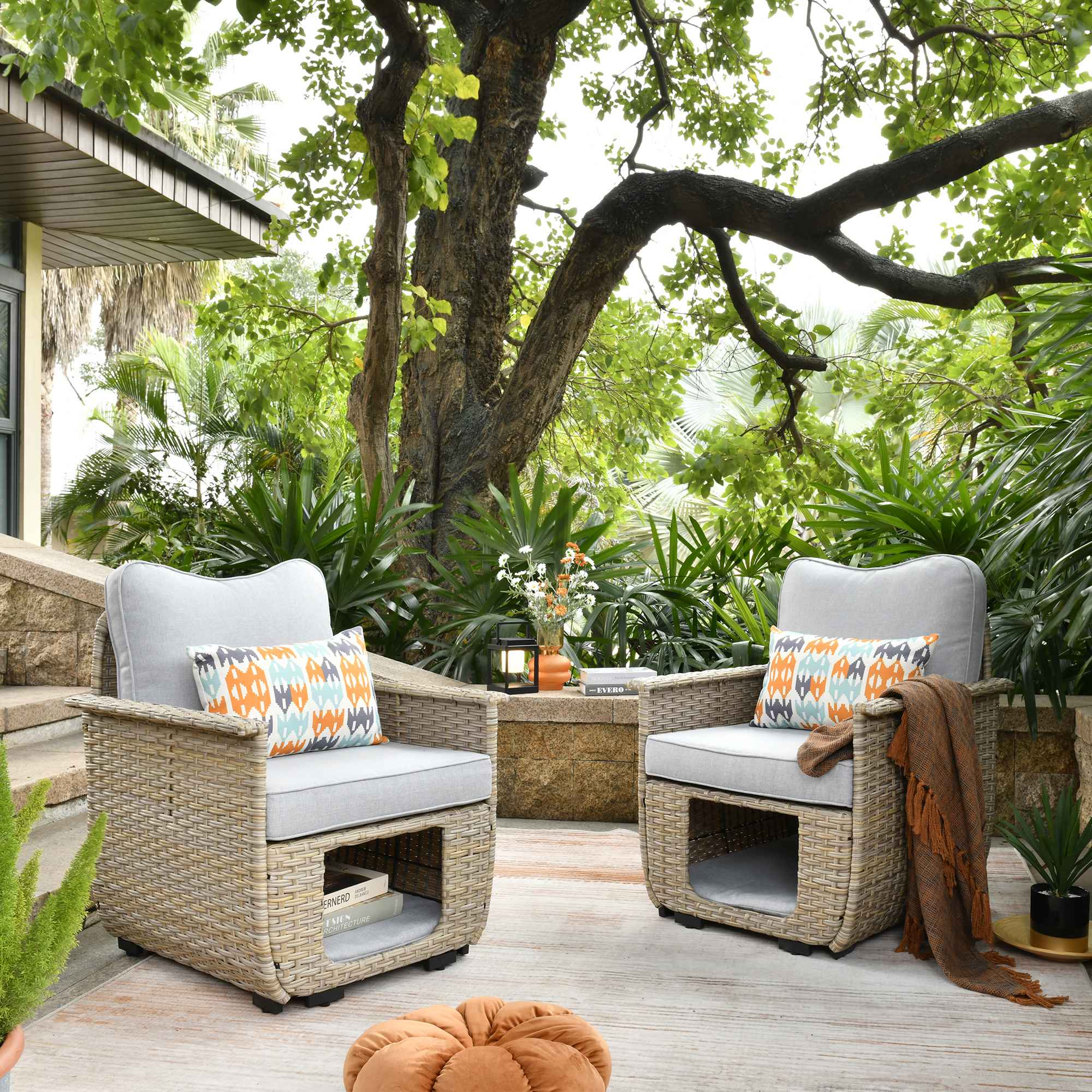 Wicker porch chairs online with cushions