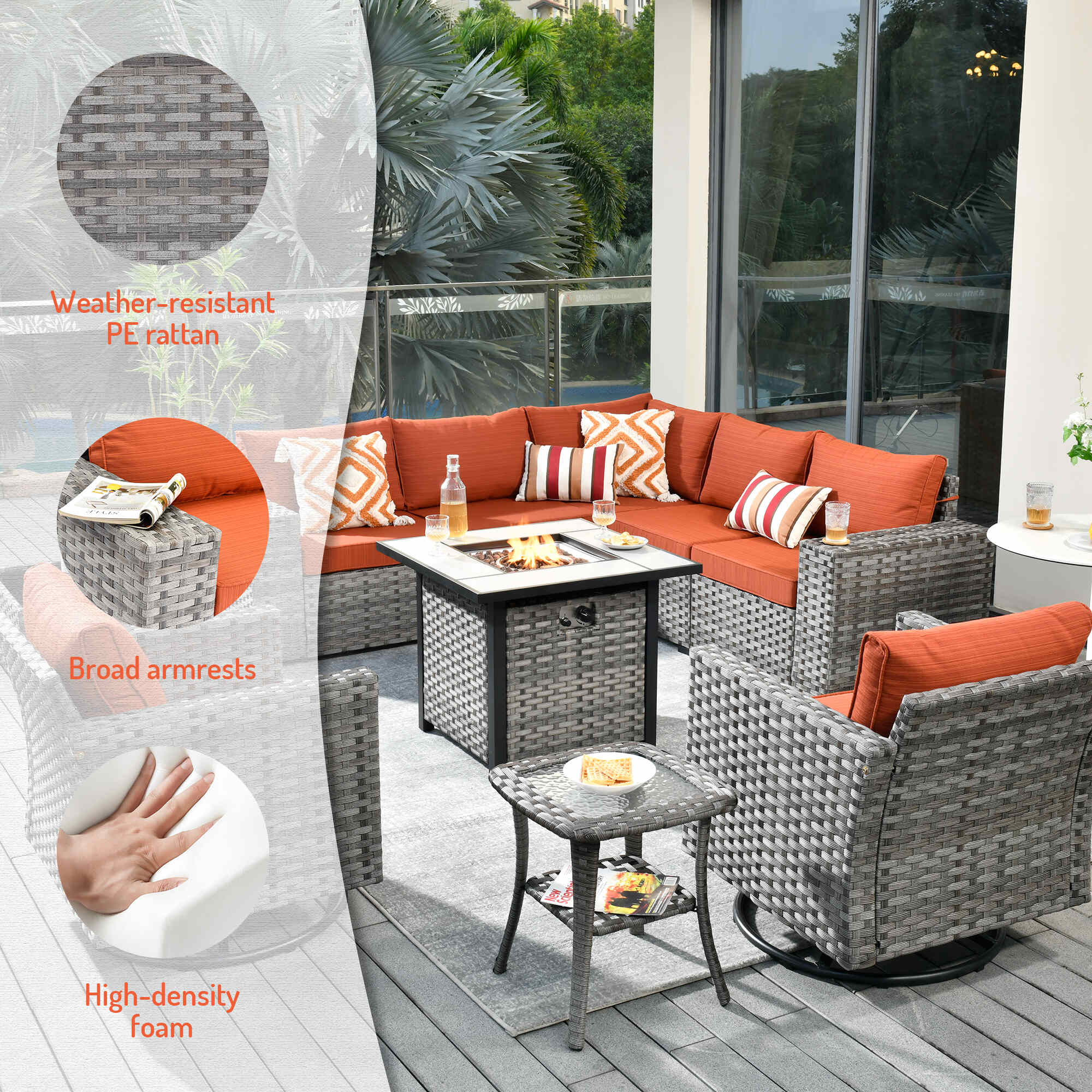 Orange outdoor best sale bistro set