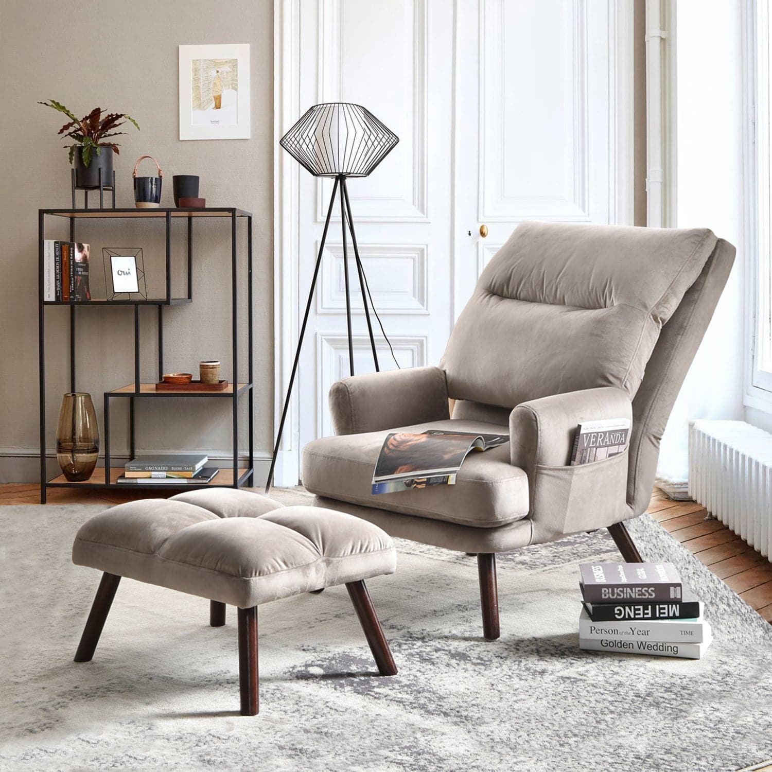 OMO Modern Memory Foam Lounge Chair with Ottoman