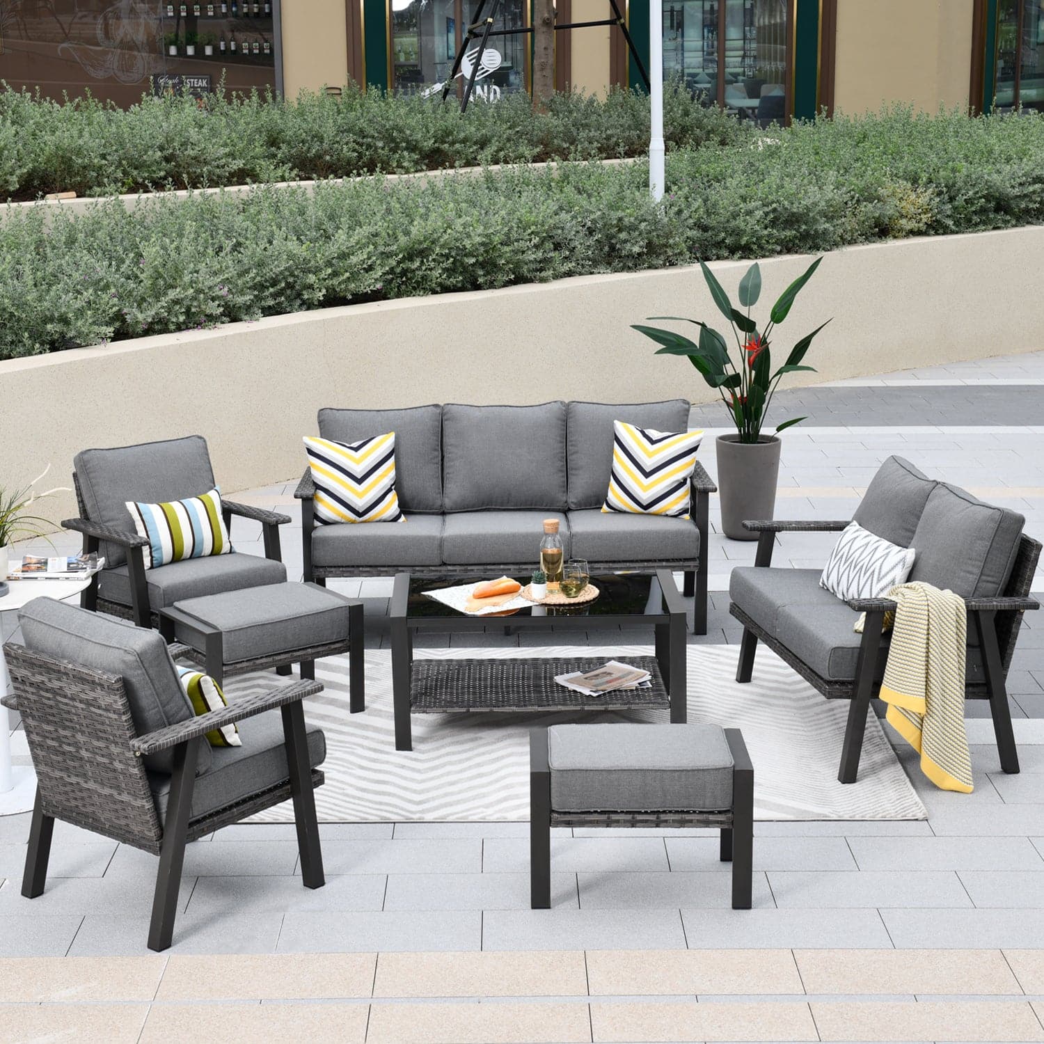 Outdoor furniture discount with rising table