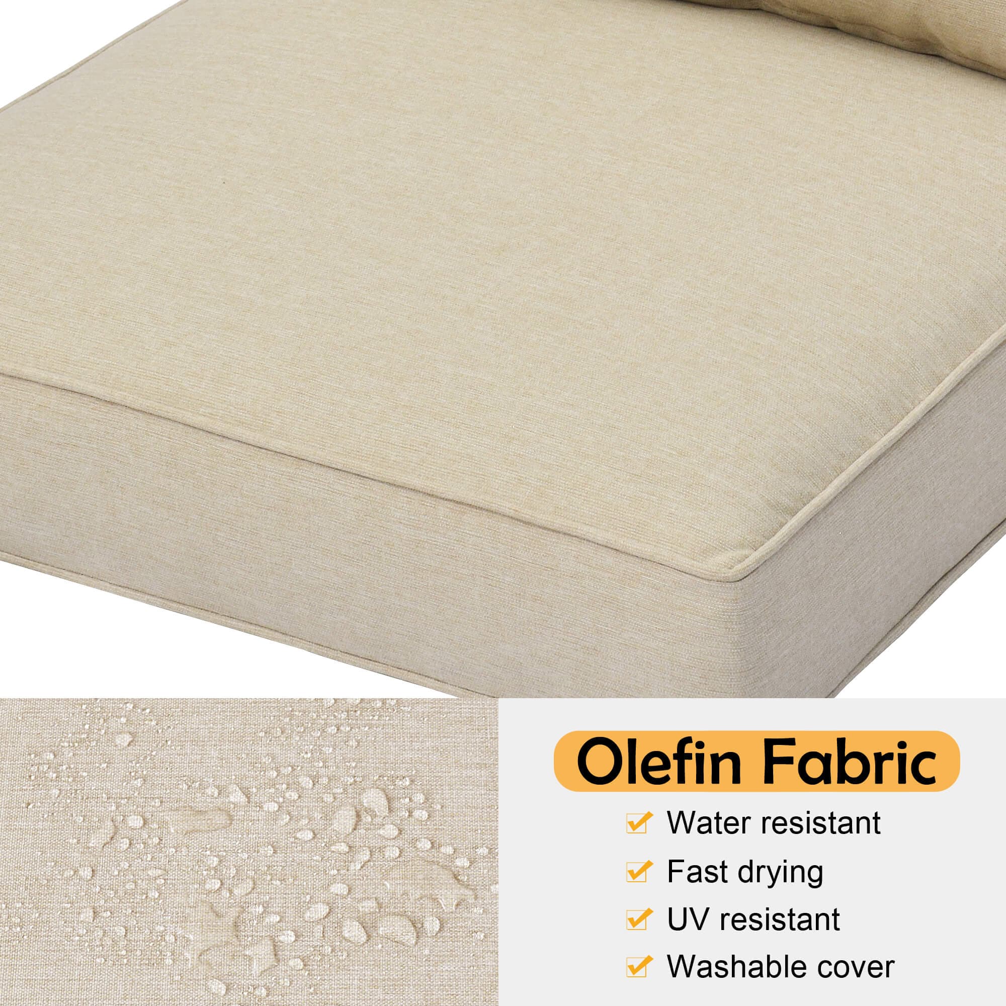 Ovios Replacement Seat Back Cushions Set with Olefin Fabric and Zipper