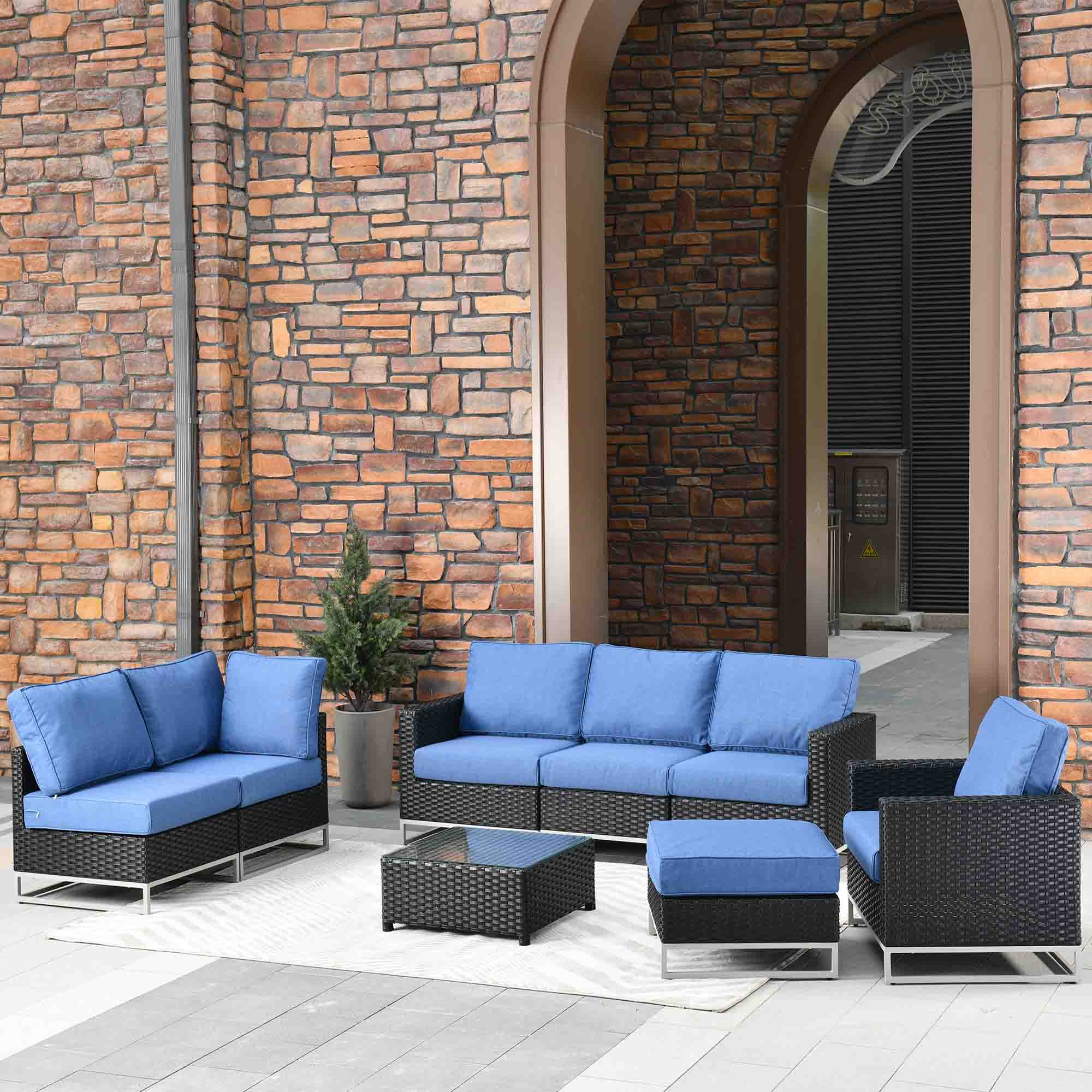 Black wicker outdoor sofa hot sale