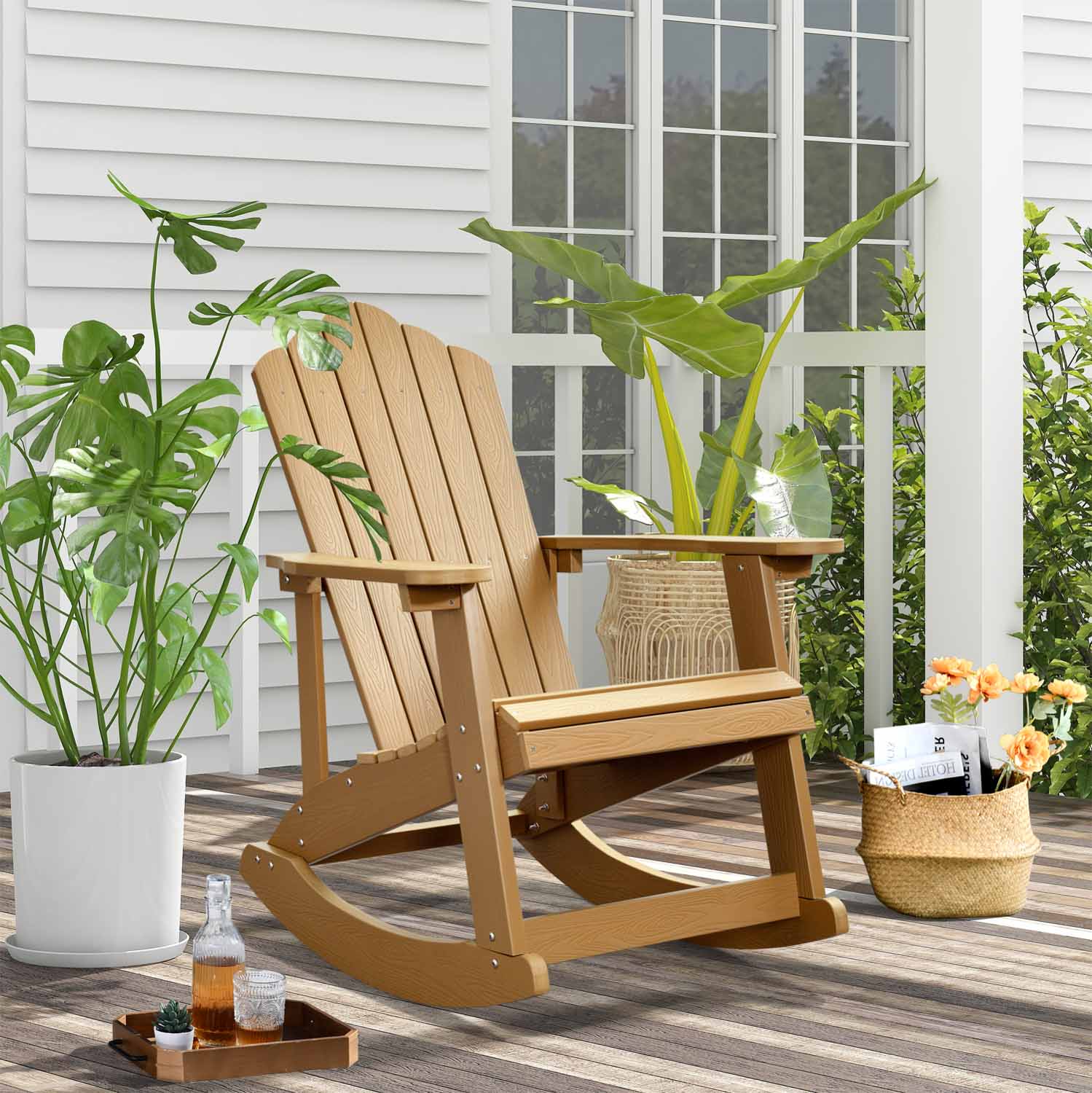 Ovios Outdoor Adirondack Rocker Chair Waterproof Lounge Chair