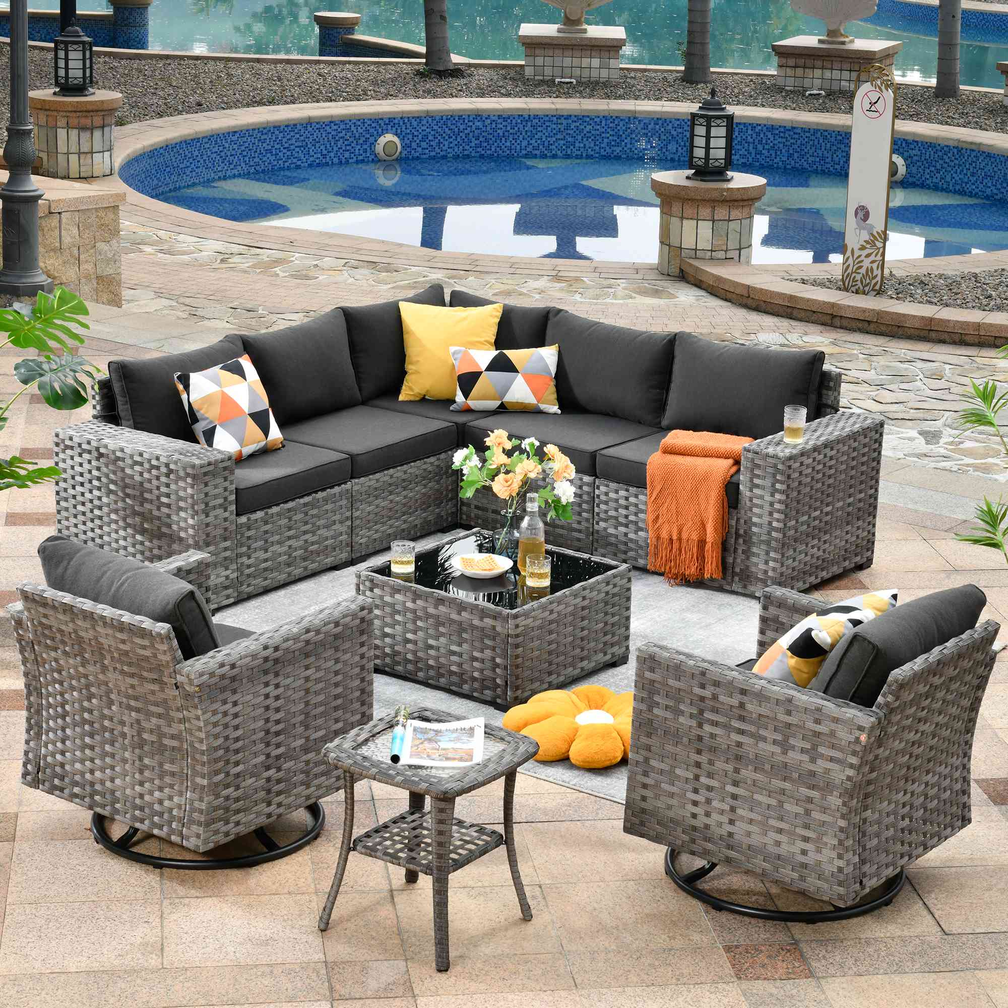 Couch and chair patio set new arrivals